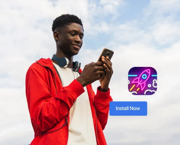 男士使用手机安装应用 - 如何使用应用内广告在 Facebook 和 Instagram 上推广应用