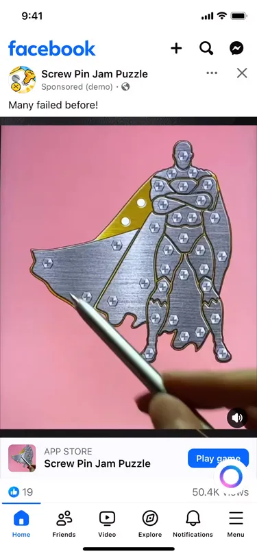 Facebook 广告示例：WONDER GAME